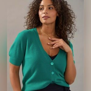 Maeve by Anthropologie | 100% Cashmere Cropped Cardigan | Kelly Green Size M